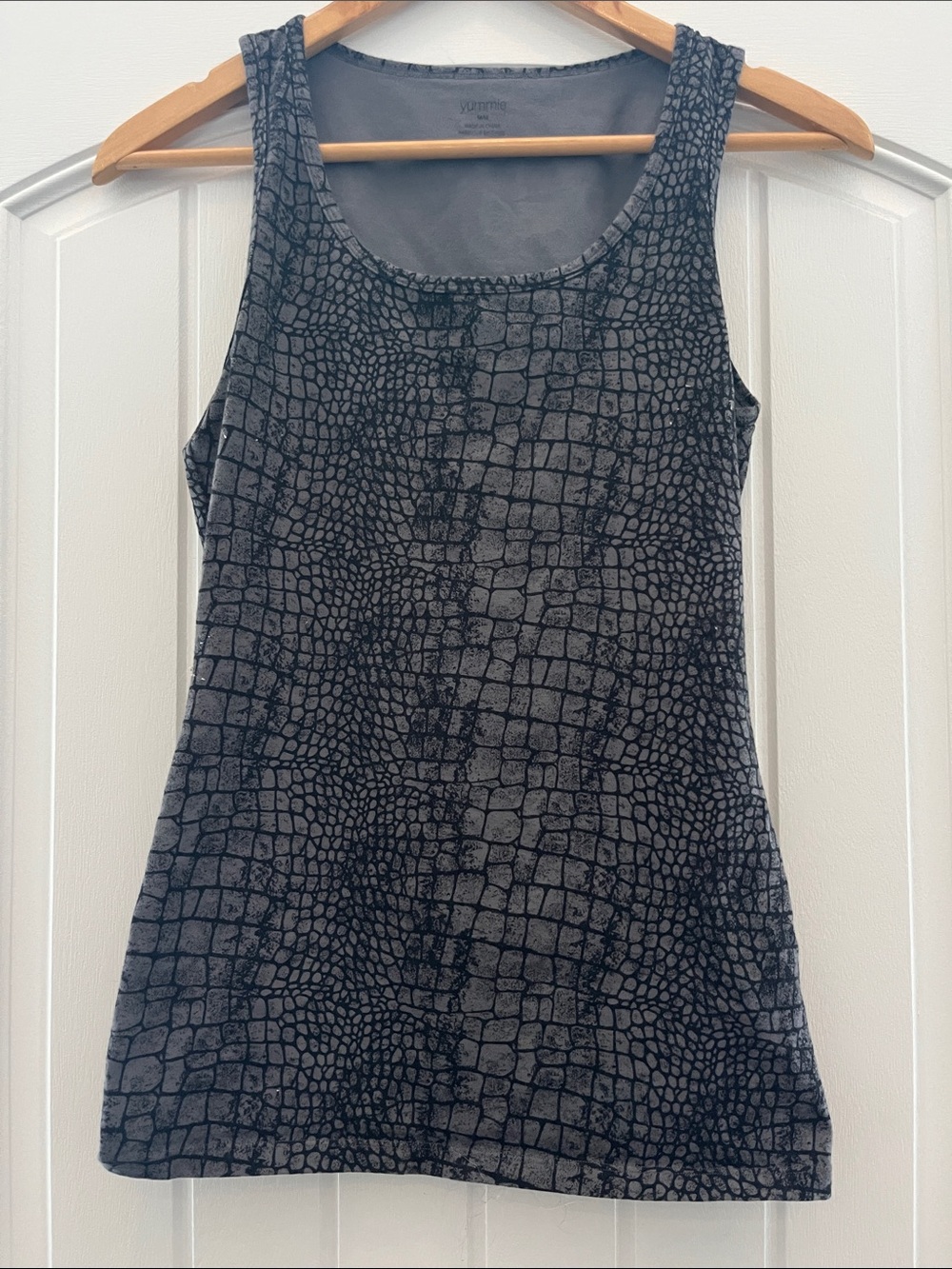 Sleeveless Croc-Print Mini Dress in Black